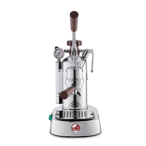 La Pavoni Professional Chrome and Wood PCW16 Front View