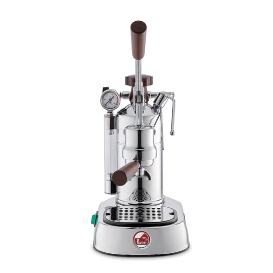 La Pavoni Professional Chrome and Wood PCW16 Front View